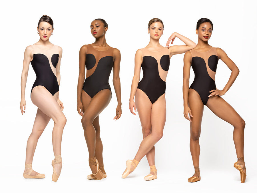 Luna Black Tan Mesh Leotard RTW