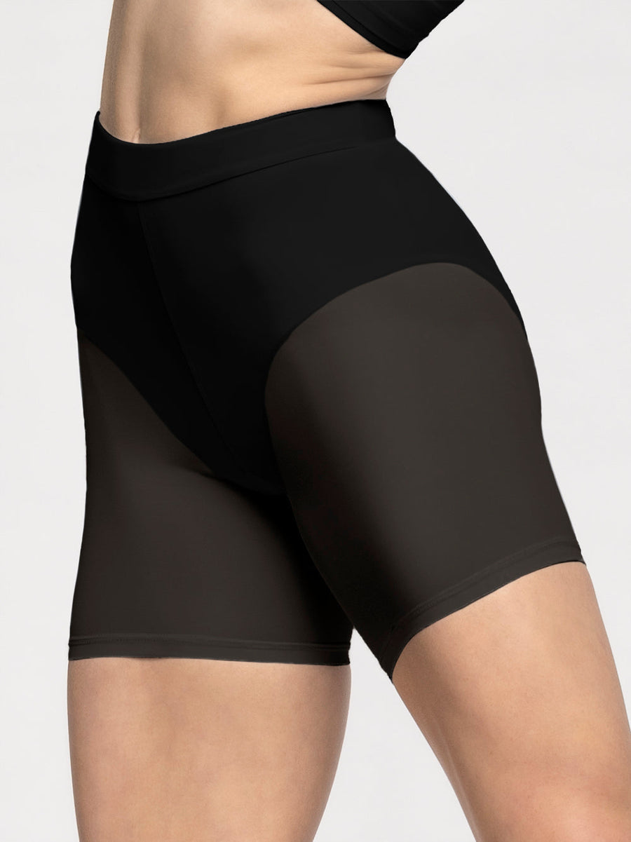 Back Seam Shorts Black Mesh RTW