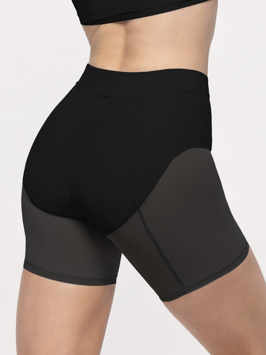 Back Seam Shorts Black Mesh RTW