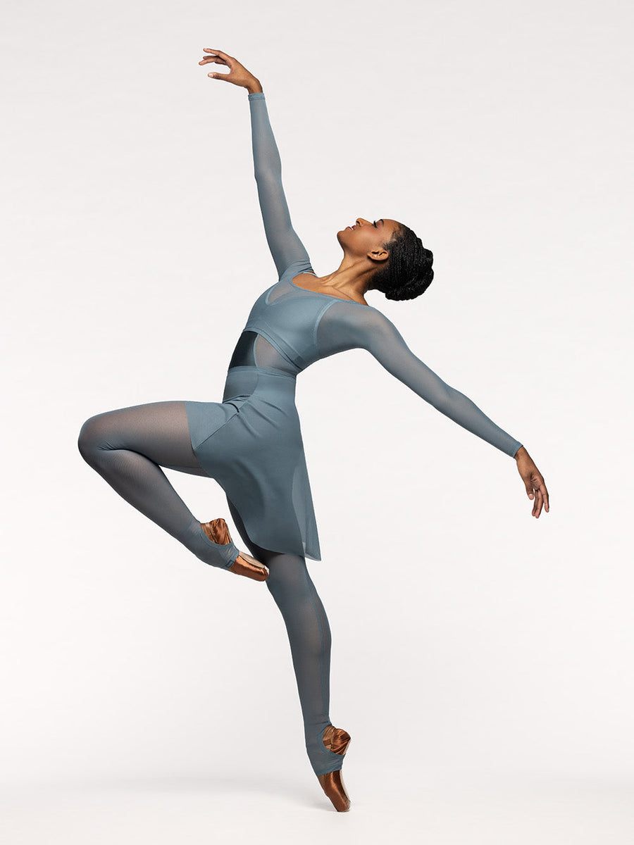 Back Seam Crop Top Blue Agave Mesh RTW