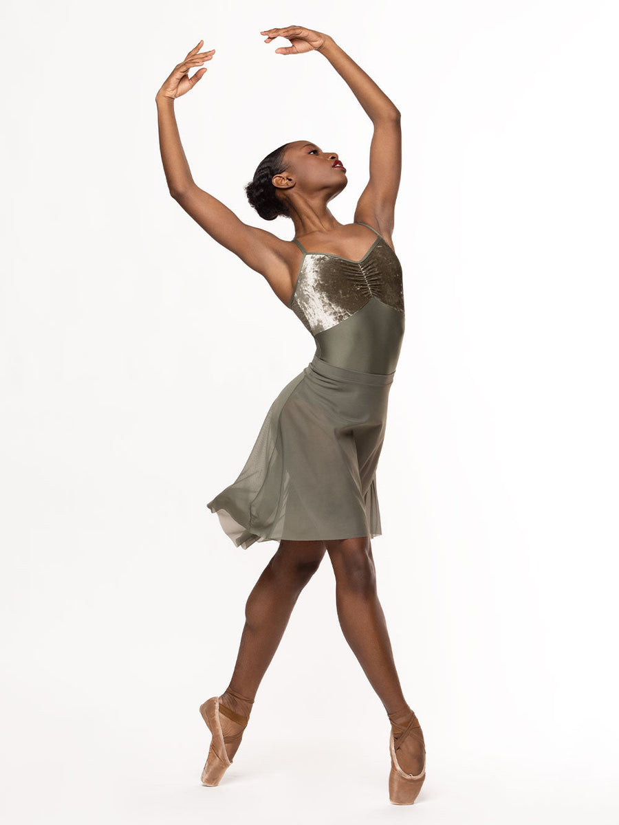 Mackenzie Leotard Dusty Olive Crushed Velvet RTW