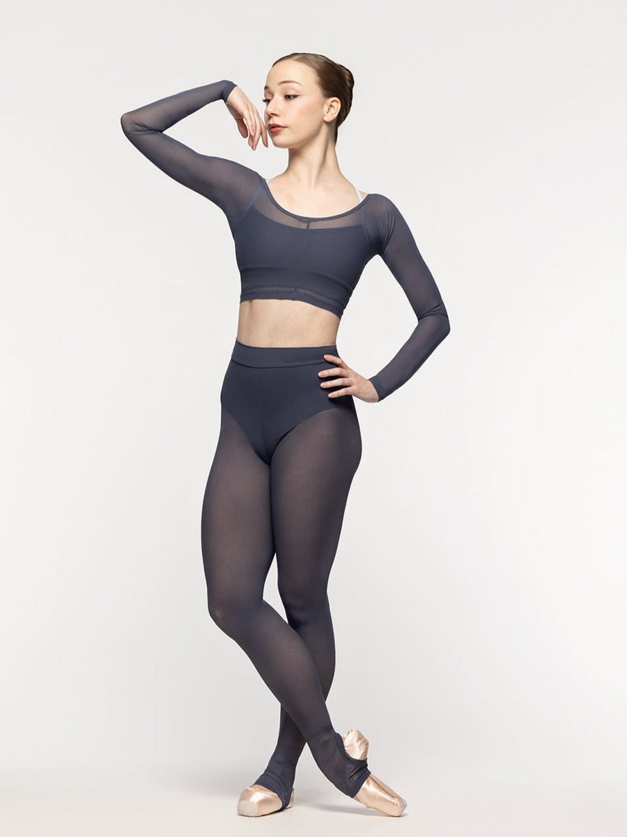 Stirrup Back Seam Tights Graphite Mesh RTW