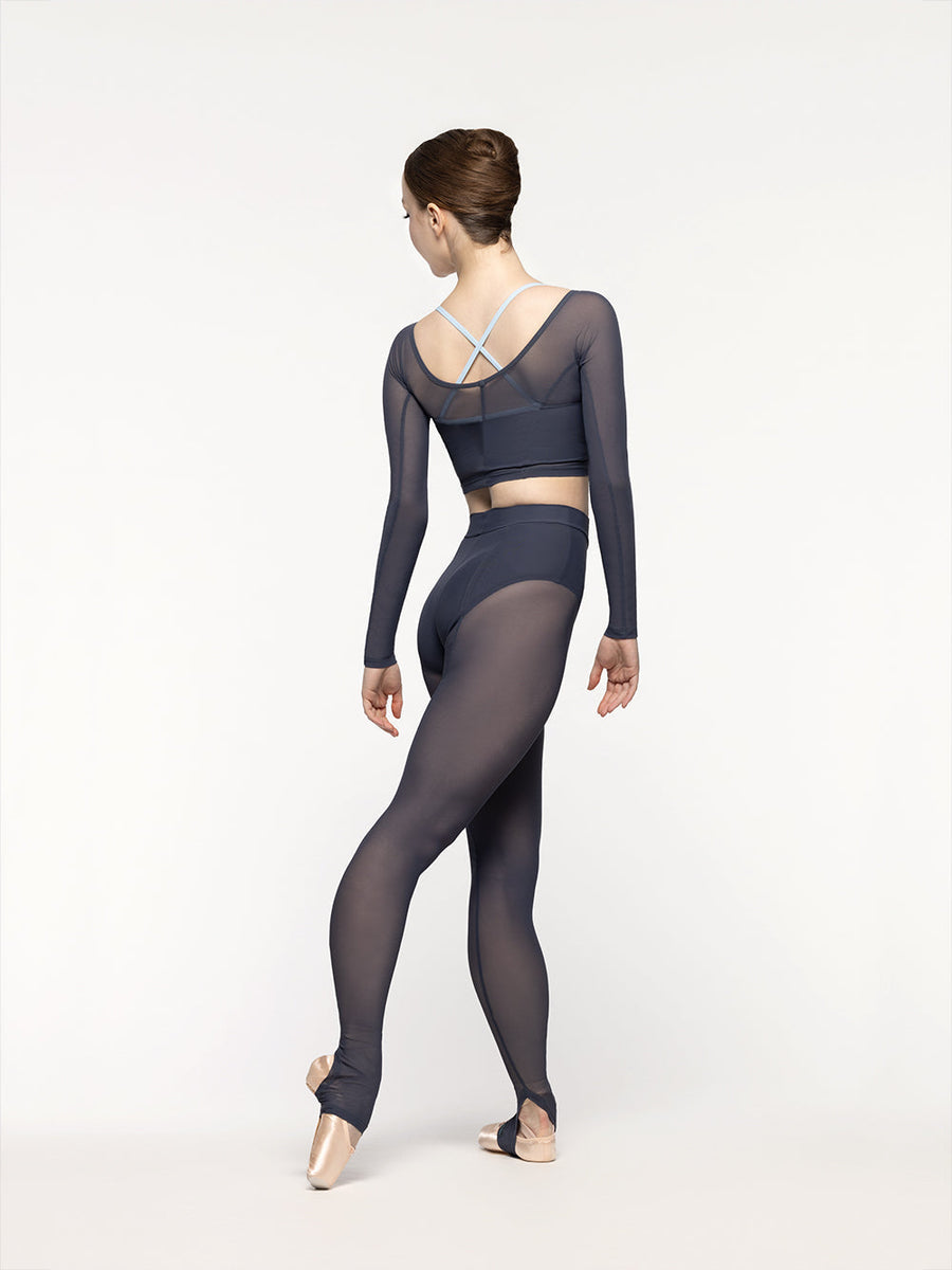 Stirrup Back Seam Tights Graphite Mesh RTW