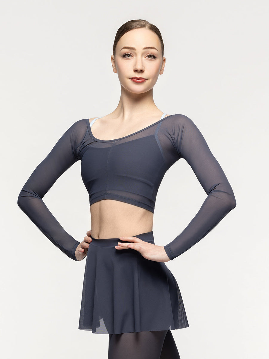 Back Seam Crop Top Graphite Mesh RTW