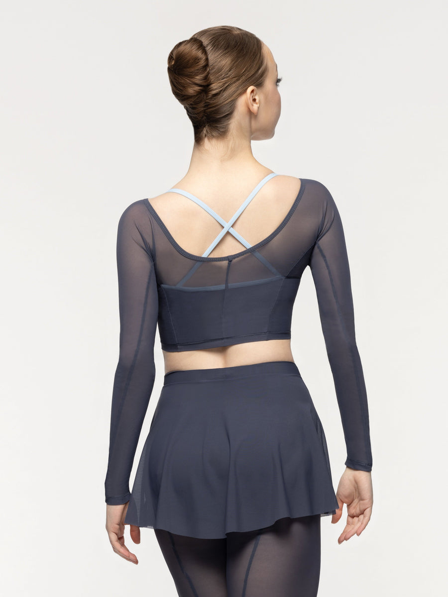 Back Seam Crop Top Graphite Mesh RTW