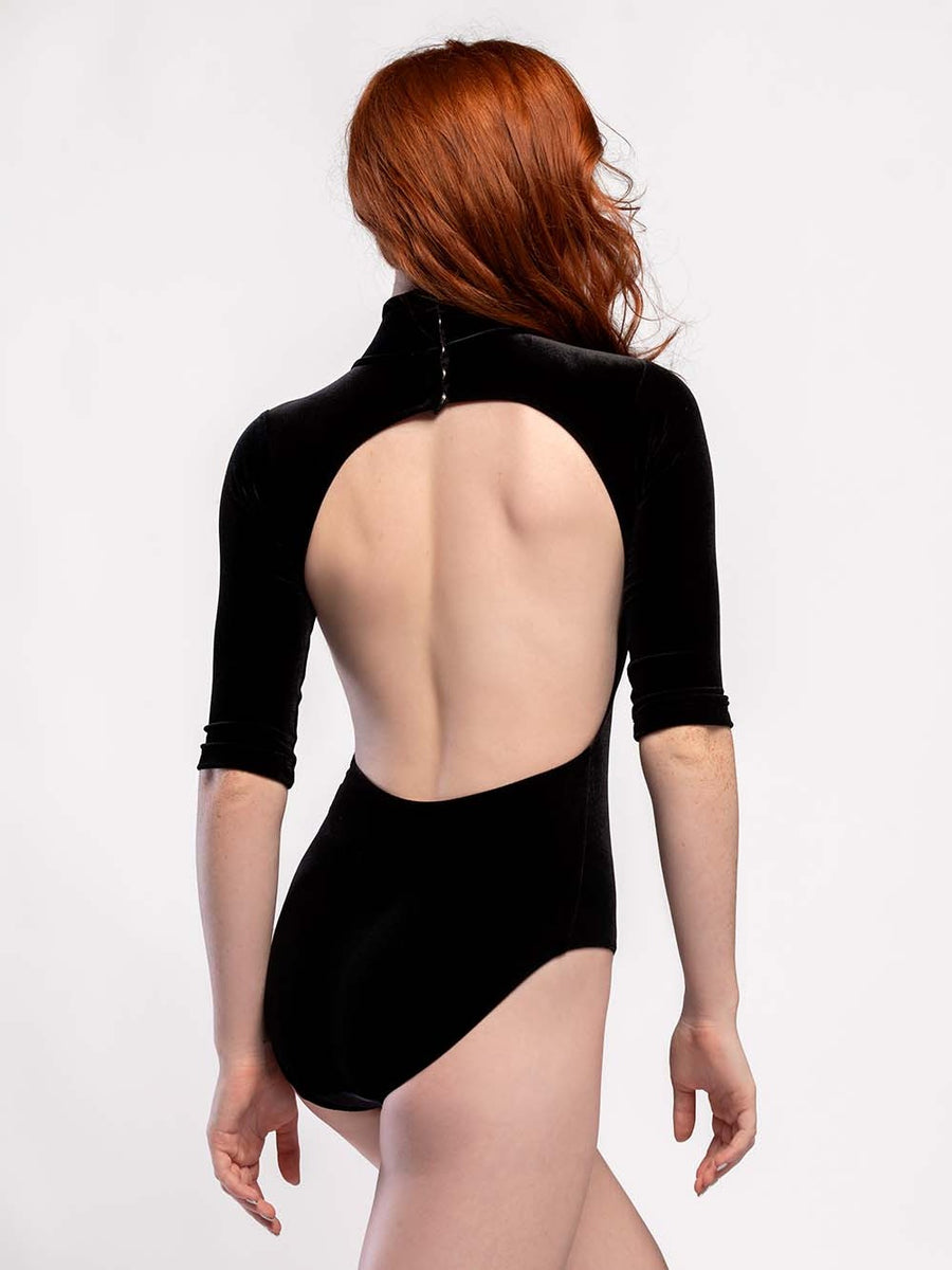 Molly Black Velvet Leotard  RTW
