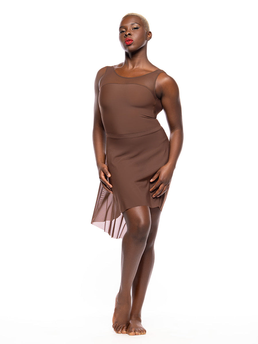 Long High-Low Skirt Coffee Mesh RTW
